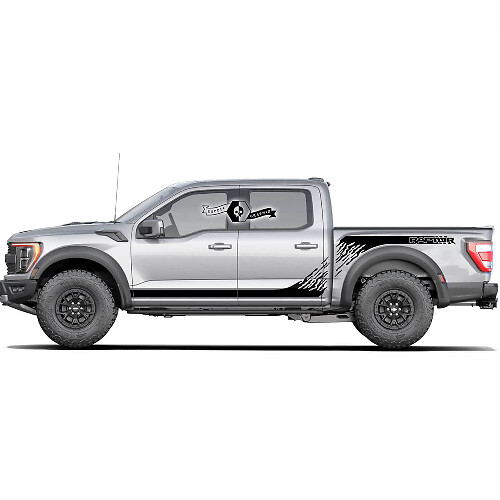 2 Paar Ford F150 Raptor 2020-2022 Nieuwe zijbed en Raptor Side Rocker Panel graphics decal sticker
