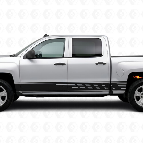 Gestreepte Slot Deur- en Rocker Paneel Vinyl Strepen voor Chevrolet Silverado 1500 K2XX 2014-2019