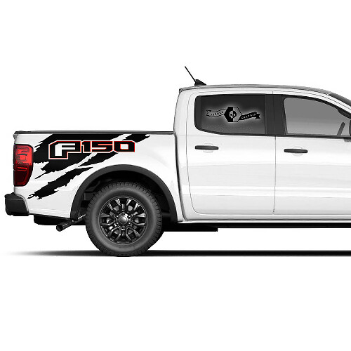 Paar Ford F150 Raptor 2022 2 kleuren logo zijbed graphics sticker
