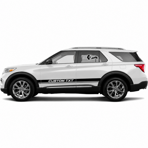 CUSTOM TXT Dubbel Lijn Strepen Paar Rocker Panel Vinyl Decal Sticker voor Ford Explorer 2021