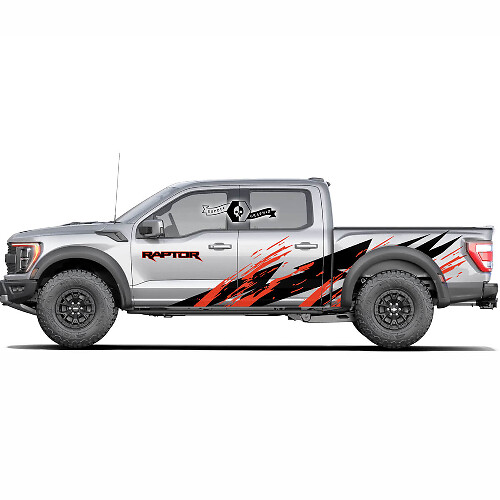 Paar Ford F150 Raptor Pickup 2 kleuren Splash Side WRAP decal sticker
