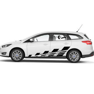 Paar Ford Focus Checkered FLAG Side Door Rocker Panel side stripes stickers Graphic Kit
