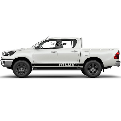 Paar Toyota Hilux Moderne Rally Solid Stripe Side Rocker Panel Vinyl Stickers Decal Graphic
