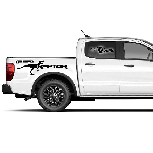 2 x Moderne Nieuwe Ford F150 Raptor 2022 logo Zijbed Grafische Decal sticker
