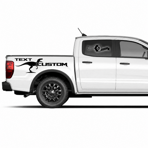 TEXT CUSTOM Dinosaur Silhouet Paar Bedkant Vinyl Decal Sticker voor Ford F-150 2022
