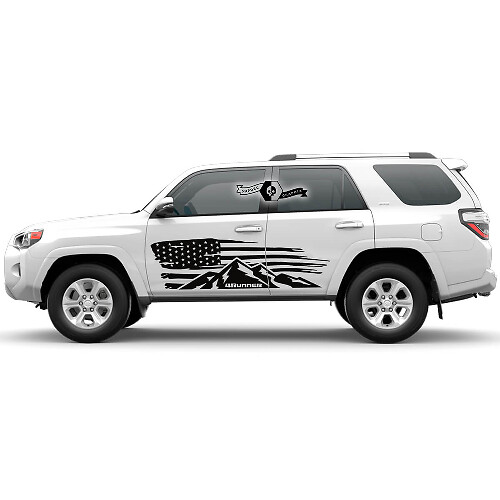 Versleten USA Vlag Bergen Zijdeur Vinyl Decal Sticker voor Toyota 4Runner