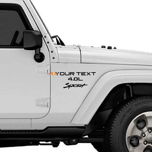 Aangepaste 4.0 Sportstijl Voorspatbord Vinyl Decal Sticker voor Jeep Wrangler