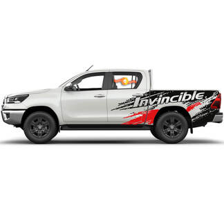 Paar Toyota Hilux 2022 Rally Distressed Side Splash Invincible Bed Vinyl Stickers Decal Graphic
