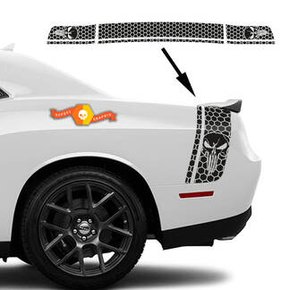 Dodge Challenger zij- en staartband Scat Pack Honeycomb Punisher Skull Decal Sticker graphics

