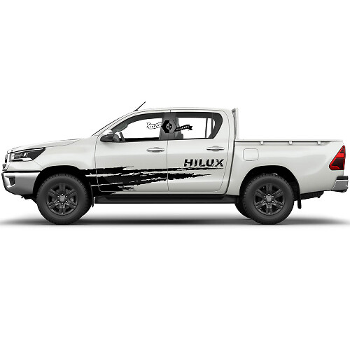 Paar Toyota Hilux 2022 Rally Deuren Streep Zijkant Splash Distressed WRAP Vinyl Stickers Decal Grafisch
