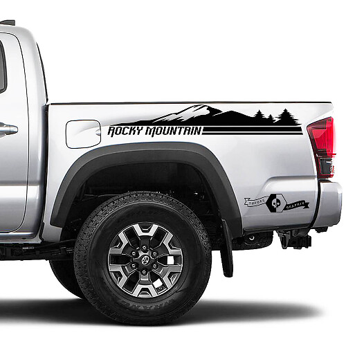 Paar Toyota Tacoma zijbed Rocky Mountain Forest Decal Sticker Graphics

