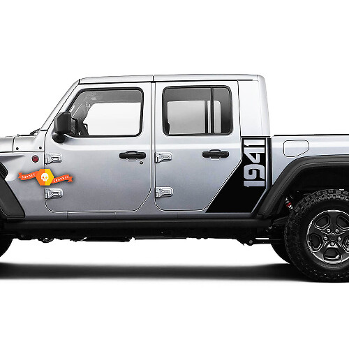 Jeep Gladiator Zijkant 1941 Tweede Wereldoorlog Sticker Decal Fabrieksstijl Carrosserie Vinyl Grafische Strepen Set 2018-2021

