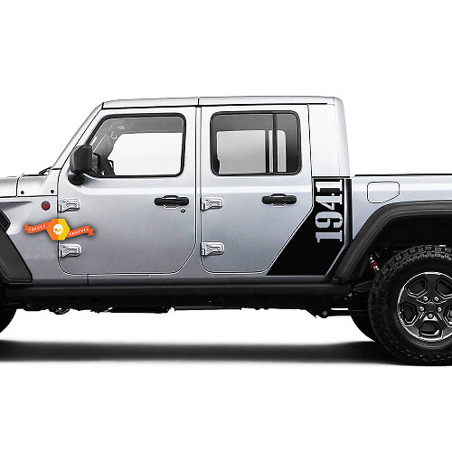 Jeep Gladiator Zijkant 1941 Tweede Wereldoorlog Sticker Decal Fabrieksstijl B Body Vinyl Grafische Strepen Set 2018-2021
