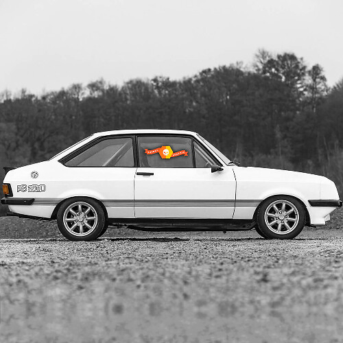 Set Ford Escort RS2000 Strepen, volledige set zijstrepen met RS2000 Stickers Decals
