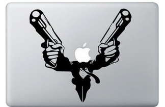 Man met twee geweren MacBook-stickersticker
