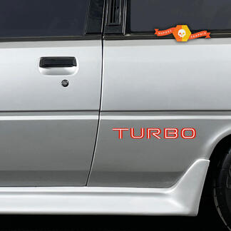 2x Mitsubishi Cordia Turbo zijvinyl carrosseriestickers sticker graphics 2 kleuren
