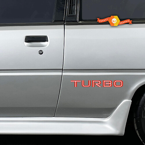 2x Mitsubishi Cordia Turbo zijvinyl carrosserie-decals sticker graphics 2 Kleuren
