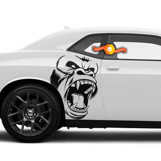 Paar Side Angry Gorilla Kong Side Dodge Challenger of Charger Decals Stickers
