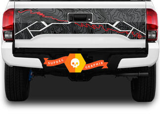 Achterklep Toyota Tacoma Topografische Kaart Avontuurlijke reis Vinyl Decal Sticker TRD off-road
