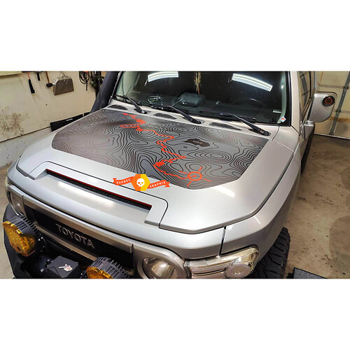 Topografische kaart motorkap vinyl decal sticker voor Toyota FJ Cruiser