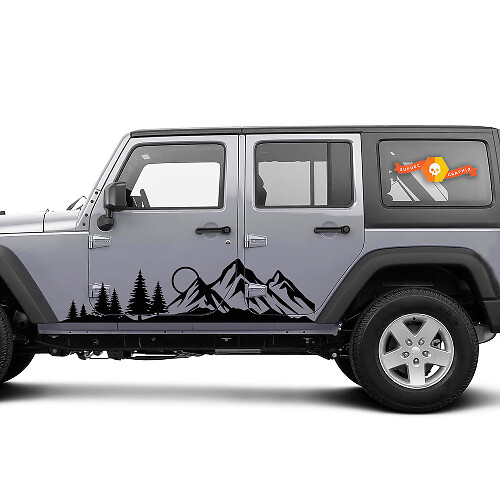 Forest Mountain Rocker Paneel Deur Vinyl Sticker Decal voor Jeep Wrangler JK JL Gladiator