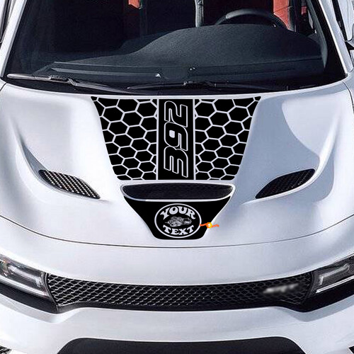 Honingraatstijl Gepersonaliseerde Tekst Motorkap Vinyl Sticker voor Dodge Charger 2015-2021