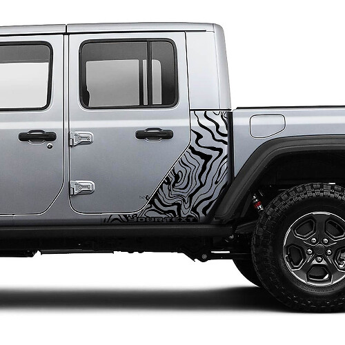 Jeep Gladiator Zijcontourkaart Carrosserie Vinyl Grafische Strepen Set 2018-2021
