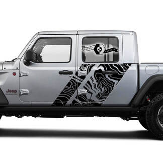 Paar Jeep Gladiator zijdeur contourkaart body vinyl grafische strepen

