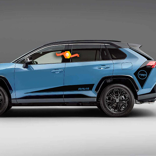 Twee zijde carrosserie hockey streep deuren rocker panel achter spatbord sticker past op Toyota Rav4
