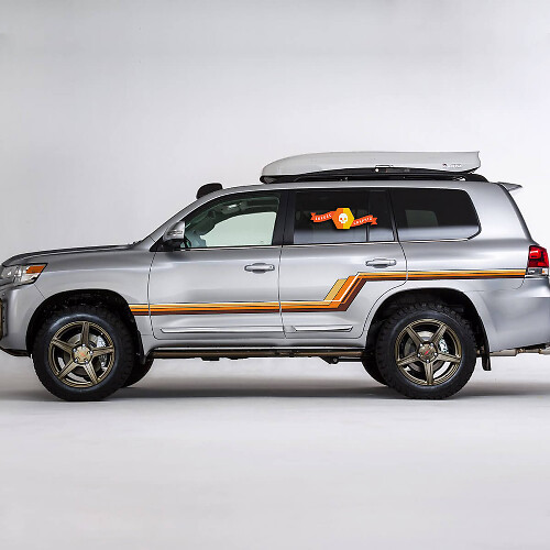 Retro Stijl Zijstrepen Vinyl Stickers voor Toyota Land Cruiser 200 Serie