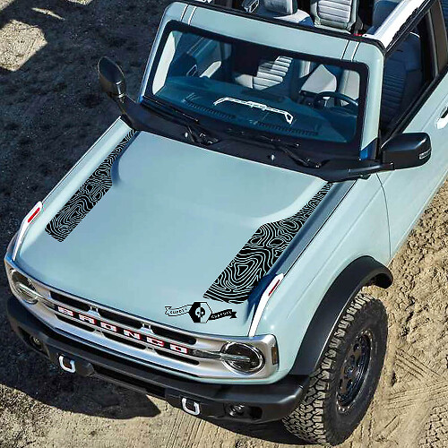 Nieuw Ford Bronco 2021 2022 Logo Topografische Kaart Motorkap Vinyl Decal Set Sticker Grafisch
