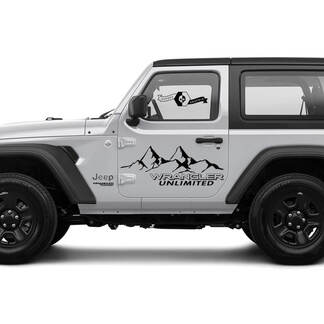 2 Nieuwe JEEP Wrangler Unlimited Door Decal Sticker 4x4 off-road Mountains side Graphics Decal Sticker
 1