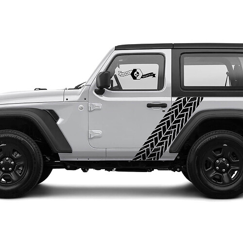 2 Nieuwe JEEP Wrangler Streep met Bandenspoor Deurzijde Grafische Decal Sticker
