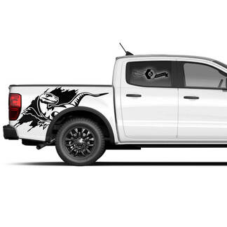 Paar nieuwe Ford Ranger Raptor 2022 Splash-logo zijbed grafische sticker
