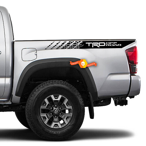 TRD Off Road Geometrische Vinylstickers voor de zijkant van de laadbak voor Toyota Tacoma 2016-2022