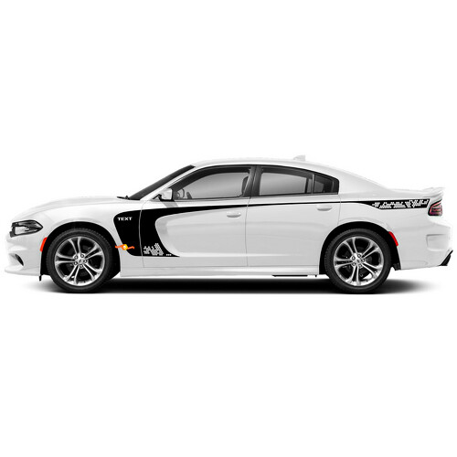 TEXT Honeycomb C-Sweep Side Stripe Pair Zijkant Vinylsticker voor Dodge Charger 2015-2022