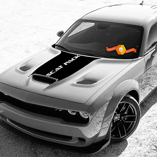 Motorkap Vinyl Decal Sticker Streep Graphic Blackout 3 voor Dodge Challenger