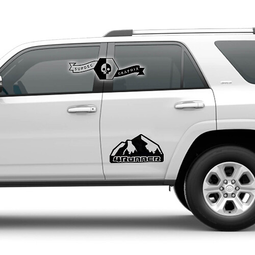 2x 4Runner 2023 Zijdeuren Vinyl Logo Bergen Decals Stickers passend voor Toyota 4Runner TRD
