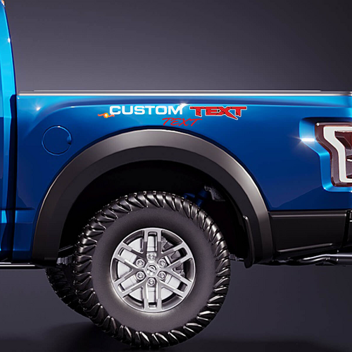 CUSTOM TEKST Blok en Script Bedzijde- en Achterklep Vinyl Decal Kit voor Musclecar truck power truck