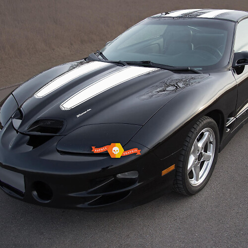 Set met dubbele strepen vinylsticker voor motorkap, dak en achterklep voor Pontiac Firebird Trans Am