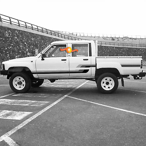 Retro Stijl Strepen Zij Vinyl Decal Kit voor Toyota Hilux 1983-1988