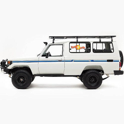 Toyota Landcruiser Troopy 4x4 Land Cruiser Deuren Retro Oude School Zijkant Retro Vintage Graphics Strepen

