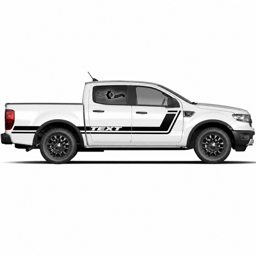 Aangepaste tekst zijdeur- en laadbak power truck streep grafische decal sticker set van 2 voor Musclecar truck power truck 2022
