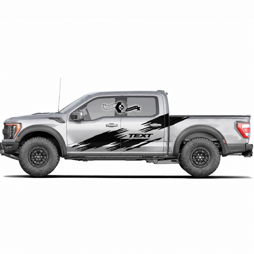Aangepaste Tekst Vernield Zijbed Grafiek Decal Sticker Set Van 2 voor Musclecar vrachtwagen power truck 2022