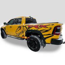 Paar Dodge Ram Rebel TRX 2022+ 2 kleuren Side 1500 TRX Splash Bed Dinosaurs T-Rex TRX Truck Vinyl Decal Graphic 2