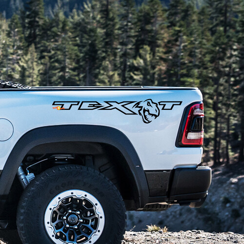 T-Rex en Custom Text Bedside Vinyl Decal Kit voor Dodge Ram Rebel 1500 TRX