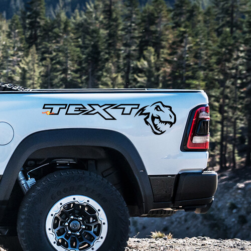 T-Rex & Aangepaste Tekst Bedzijde Vinyl Decal Set voor Dodge Ram Rebel 1500 TRX