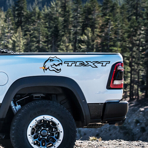 T-Rex Custom Tekst Bedrand Vinyl Decal Set voor Dodge Ram 1500 Rebel TRX