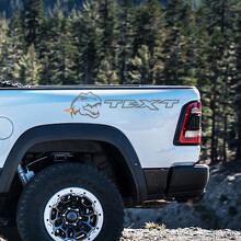 T-Rex Custom Tekst Bedrand Vinyl Decal Set voor Dodge Ram 1500 Rebel TRX_2