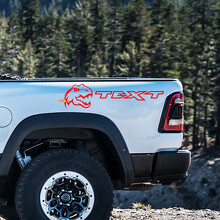 T-Rex Custom Tekst Bedrand Vinyl Decal Set voor Dodge Ram 1500 Rebel TRX_3